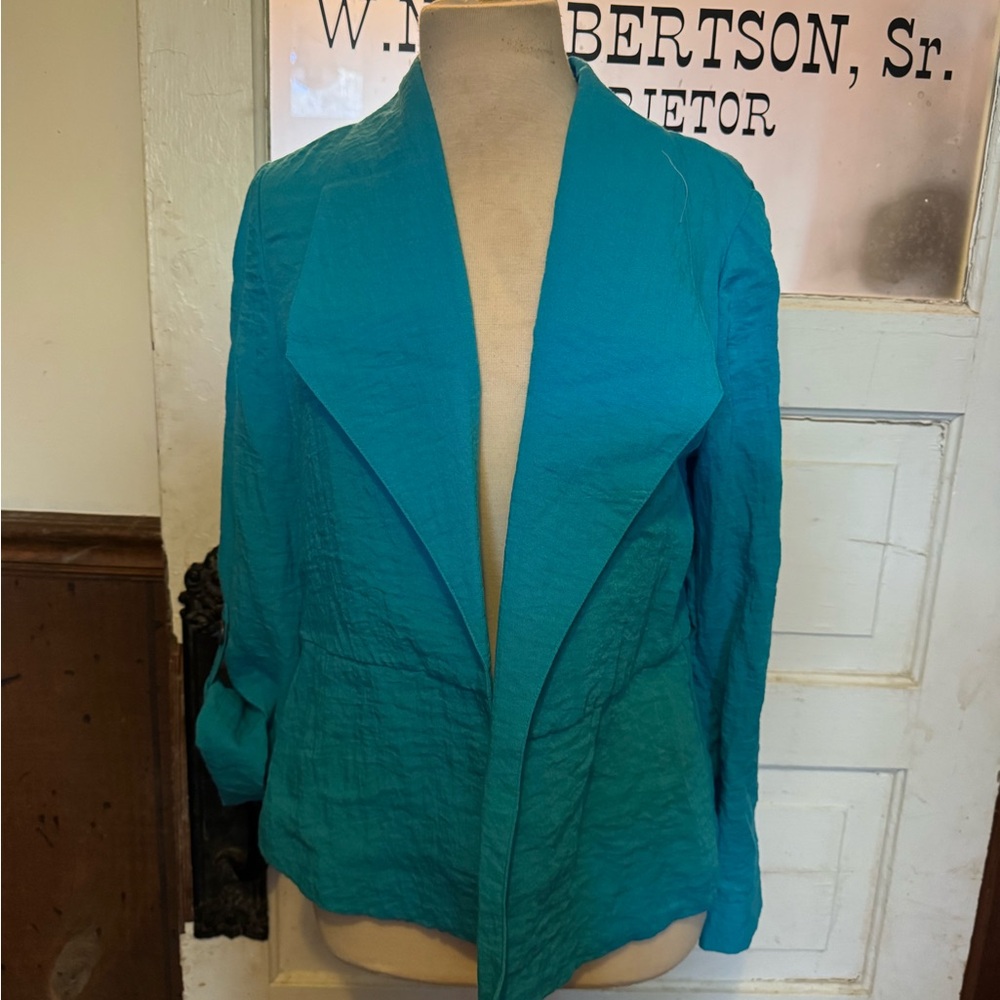 Chico's Turquoise Open-Front Lightweight Blazer